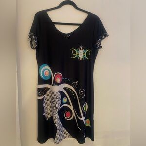 Miss Versa  Black Graphic Dress with Artistic Accents